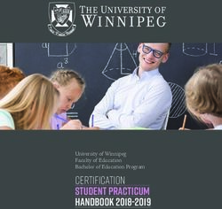 Student practicum handbook 2018-2019 - Certification University of Winnipeg Faculty of Education Bachelor of Education Program