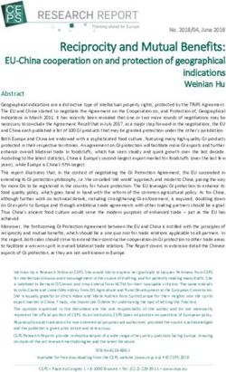 Reciprocity and Mutual Benefits: EU-China cooperation on and protection of geographical indications Weinian Hu - CEPS