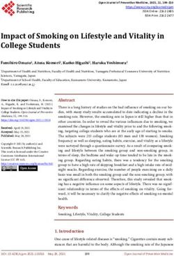 Impact of Smoking on Lifestyle and Vitality in College Students