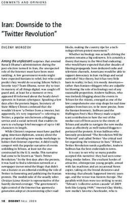 Iran: Downside to the "Twitter Revolution"