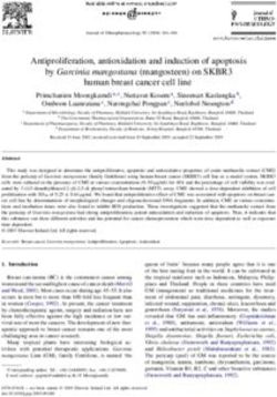 Antiproliferation, antioxidation and induction of apoptosis by Garcinia mangostana (mangosteen) on SKBR3 human breast cancer cell line