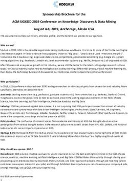 Sponsorship Brochure for the ACM SIGKDD 2019 Conference on Knowledge Discovery & Data Mining August 4-8, 2019, Anchorage, Alaska USA