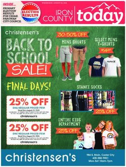 INSIDE... PRIMARY ELECTION RESULTS FOR CEDAR, PAROWAN CITY COUNCIL - WEDNESDAY, AUGUST 18, 2021 - IRON COUNTY TODAY