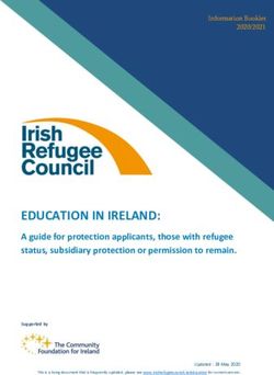 EDUCATION IN IRELAND: A guide for protection applicants, those with refugee status, subsidiary protection or permission to remain.