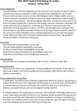 BIOL 487H Tropical Field Biology (4 credits) Syllabus Spring 2019 - International Programs Office