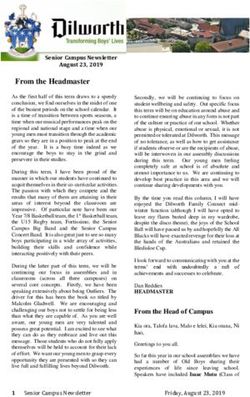 From the Headmaster - Dilworth School