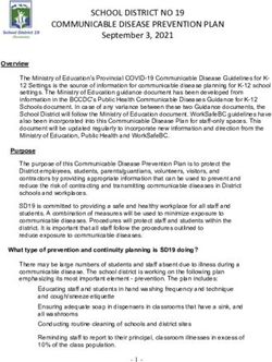 SCHOOL DISTRICT NO 19 COMMUNICABLE DISEASE PREVENTION PLAN