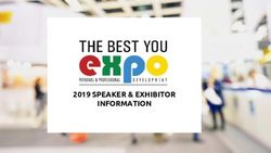 2019 SPEAKER & EXHIBITOR INFORMATION - The Best You Expo