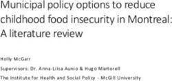MUNICIPAL POLICY OPTIONS TO REDUCE CHILDHOOD FOOD INSECURITY IN MONTREAL: A LITERATURE REVIEW - HOLLY MCGARR SUPERVISORS: DR. ANNA-LIISA AUNIO & ...
