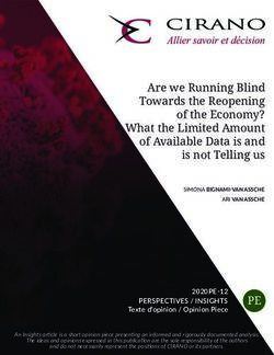 Are we Running Blind Towards the Reopening of the Economy? What the Limited Amount of Available Data is and is not Telling us - Cirano