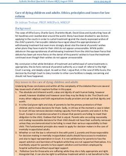 Care of dying children and adults. Ethics, principles and issues for law reform