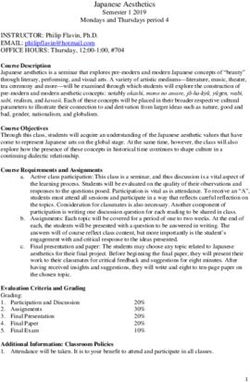 Japanese Aesthetics Semester 1 2019 Mondays and Thursdays period 4