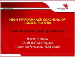 HIGH PERFORMANCE COACHING OF JUNIOR PLAYERS - Welsh Badminton Coaching Conference Martin Andrew BADMINTON England Junior Performance Head Coach