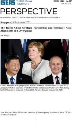 Singapore | 6 September 2021 The Russia-China Strategic Partnership and Southeast Asia: Alignments and Divergences Ian Storey