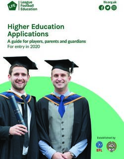 Higher Education Applications - A guide for players, parents and guardians For entry in 2020