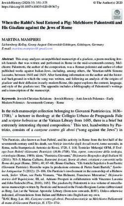 When the Rabbi's Soul Entered a Pig: Melchiorre Palontrotti and His Giudiata against the Jews of Rome