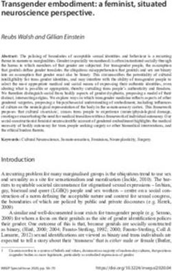 Transgender embodiment: a feminist, situated neuroscience perspective - Budrich Journals