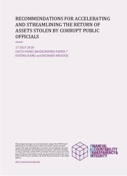 RECOMMENDATIONS FOR ACCELERATING AND STREAMLINING THE RETURN OF ASSETS STOLEN BY CORRUPT PUBLIC OFFICIALS