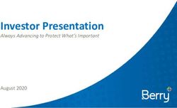 Investor Presentation - August 2020 Always Advancing to Protect What's Important
