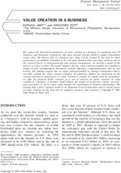 VALUE CREATION IN E-BUSINESS