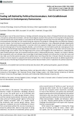 Feeling Left Behind by Political Decisionmakers: Anti Establishment Sentiment in Contemporary Democracies - Cogitatio ...