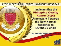 LYCEUM OF THE PHILIPPINES UNIVERSITY-BATANGAS - BY: ESMENIA R. JAVIER, MMT, MBA, PHD AUGUST 11, 2020 VIA ZOOM - PQA