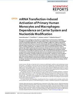 MRNA TRANSFECTION-INDUCED ACTIVATION OF PRIMARY HUMAN MONOCYTES AND MACROPHAGES: DEPENDENCE ON CARRIER SYSTEM AND NUCLEOTIDE MODIFICATION - NATURE