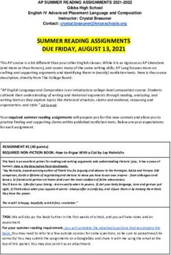 SUMMER READING ASSIGNMENTS DUE FRIDAY, AUGUST 13, 2021