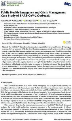 PUBLIC HEALTH EMERGENCY AND CRISIS MANAGEMENT: CASE STUDY OF SARS-COV-2 OUTBREAK - MDPI
