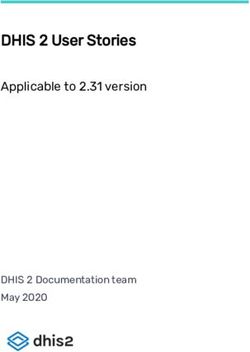 Applicable to 2.31 version - DHIS 2 Documentation team May 2020 - DHIS 2 User Stories - DHIS2 Documentation