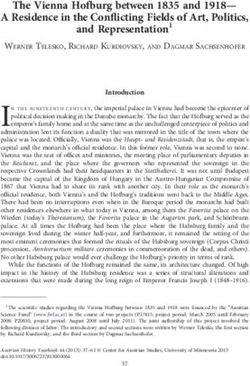 The Vienna Hofburg between 1835 and 1918- A Residence in the Conflicting Fields of Art, Politics, and Representation1