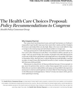 The Health Care Choices Proposal: Policy Recommendations to Congress - Health Care Reform 2018