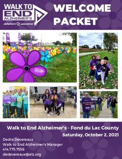 WELCOME PACKET - Walk to End Alzheimer's - Fond du Lac County Saturday, October 2, 2021 - Alzheimer's Association