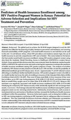 Predictors of Health Insurance Enrollment among HIV Positive Pregnant Women in Kenya: Potential for Adverse Selection and Implications for HIV ...