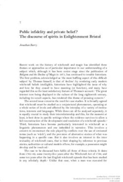 Public infidelity and private belief ? The discourse of spirits in Enlightenment Bristol