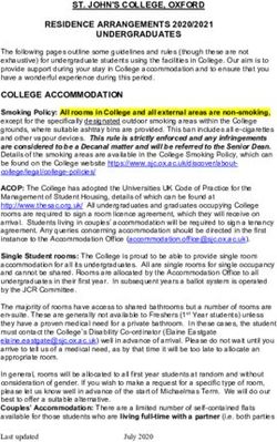 ST. JOHN'S COLLEGE, OXFORD RESIDENCE ARRANGEMENTS 2020/2021