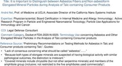 Title: It is Important to Distinguish between Asbestos Fibers and Non-asbestiform Elongated Mineral Particles during Analysis of Talc-containing ...
