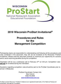 2019 Wisconsin ProStart Invitational Procedures and Rules for the Management Competition