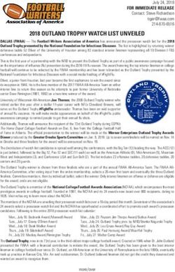 2018 OUTLAND TROPHY WATCH LIST UNVEILED - Sportswriters.net