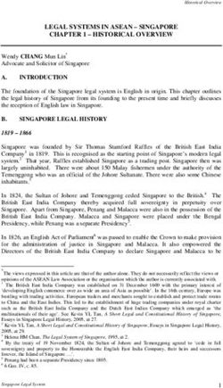 LEGAL SYSTEMS IN ASEAN - SINGAPORE CHAPTER 1 - HISTORICAL OVERVIEW