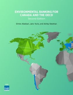 ENVIRONMENTAL RANKING FOR CANADA AND THE OECD - Second Edition Elmira Aliakbari, Jairo Yunis, and Ashley Stedman