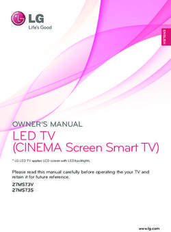 LED TV (CINEMA Screen Smart TV) - OWNER'S MANUAL Please read this manual carefully before operating the your TV and retain it for future reference.