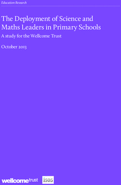 The Deployment of Science and Maths Leaders in Primary Schools - A study for the Wellcome Trust October 2013