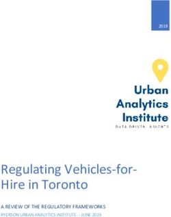 Regulating Vehicles-for- Hire in Toronto - A REVIEW OF THE REGULATORY FRAMEWORKS RYERSON URBAN ANALYTICS INSTITUTE - JUNE 2019