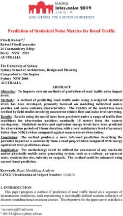Prediction of Statistical Noise Metrics for Road Traffic