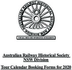Australian Railway Historical Society NSW Division Tour Calendar Booking Forms for 2020 - ARHS/nsw