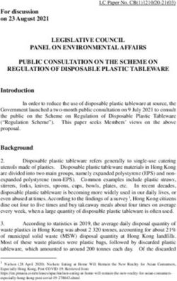 LEGISLATIVE COUNCIL PANEL ON ENVIRONMENTAL AFFAIRS PUBLIC CONSULTATION ON THE SCHEME ON REGULATION OF DISPOSABLE PLASTIC TABLEWARE