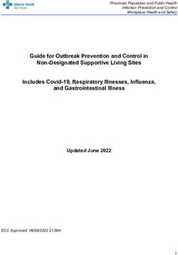 Guide for Outbreak Prevention and Control in Non-Designated Supportive Living Sites Includes Covid-19, Respiratory Illnesses, Influenza, and ...