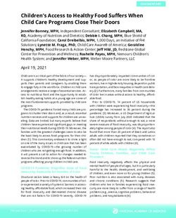 Children's Access to Healthy Food Suff ers When Child Care Programs Close Their Doors