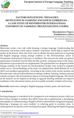 FACTORS INFLUENCING TEENAGER'S MOTIVATION IN LEARNING ENGLISH IN UZBEKISTAN - A CASE STUDY OF WESTMINSTER INTERNATIONAL UNIVERSITY IN TASHKENT ...